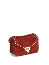 rockstud mini suede shoulder bag