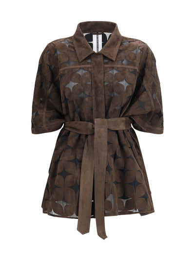 SWORD 6.6.44 42 goat suede leather cape with sheer see-through inserts