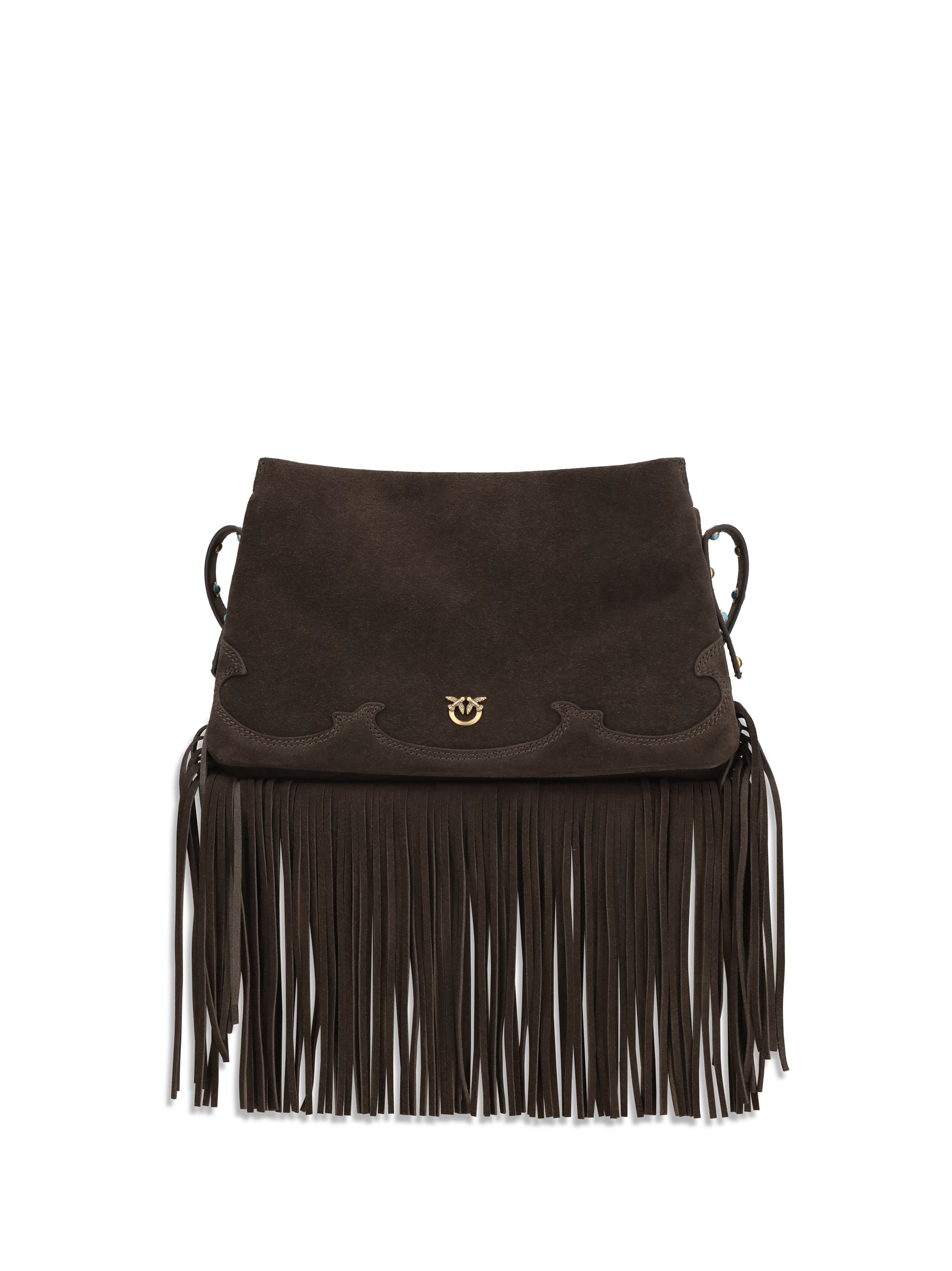 suede shoulder bag with fringes