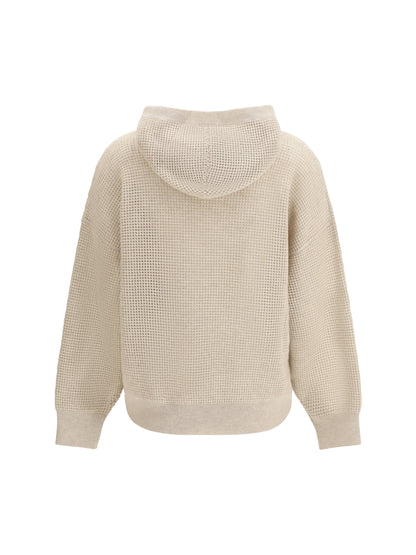 BRUNELLO CUCINELLI M sparkling net cotton hooded sweatshirt