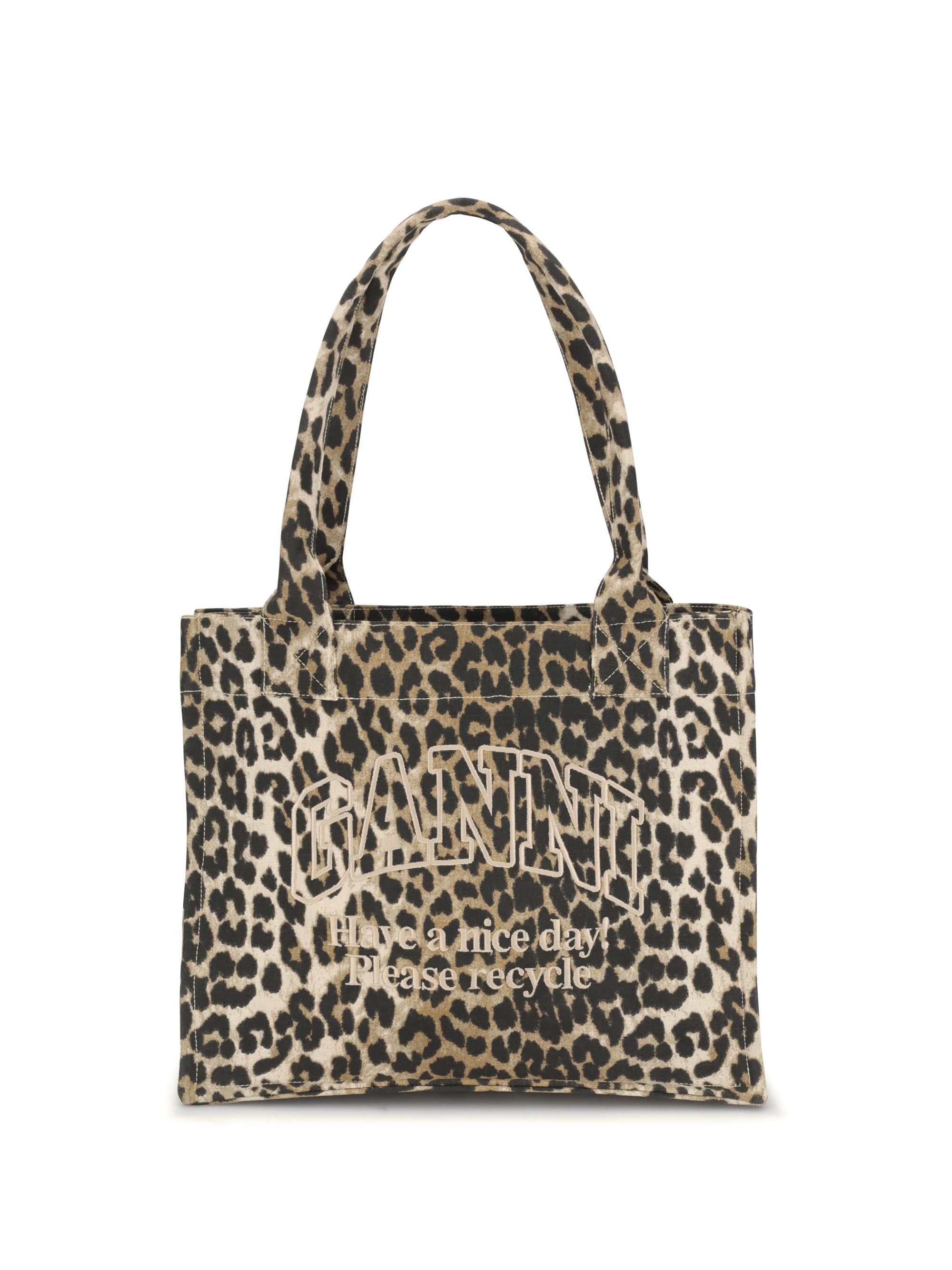 GANNI OS leopard print tote bag