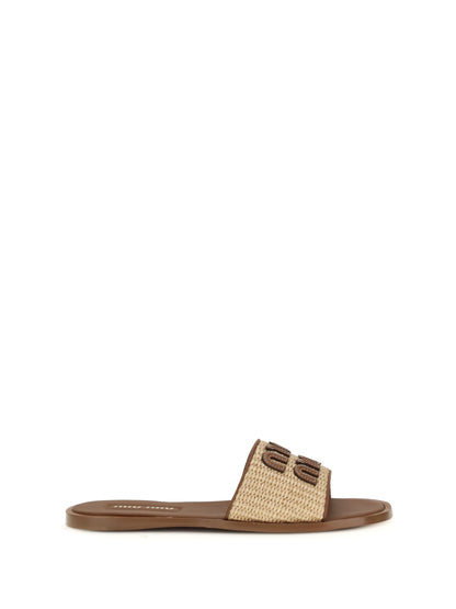 MIU MIU 37.5 raffia slippers sandals