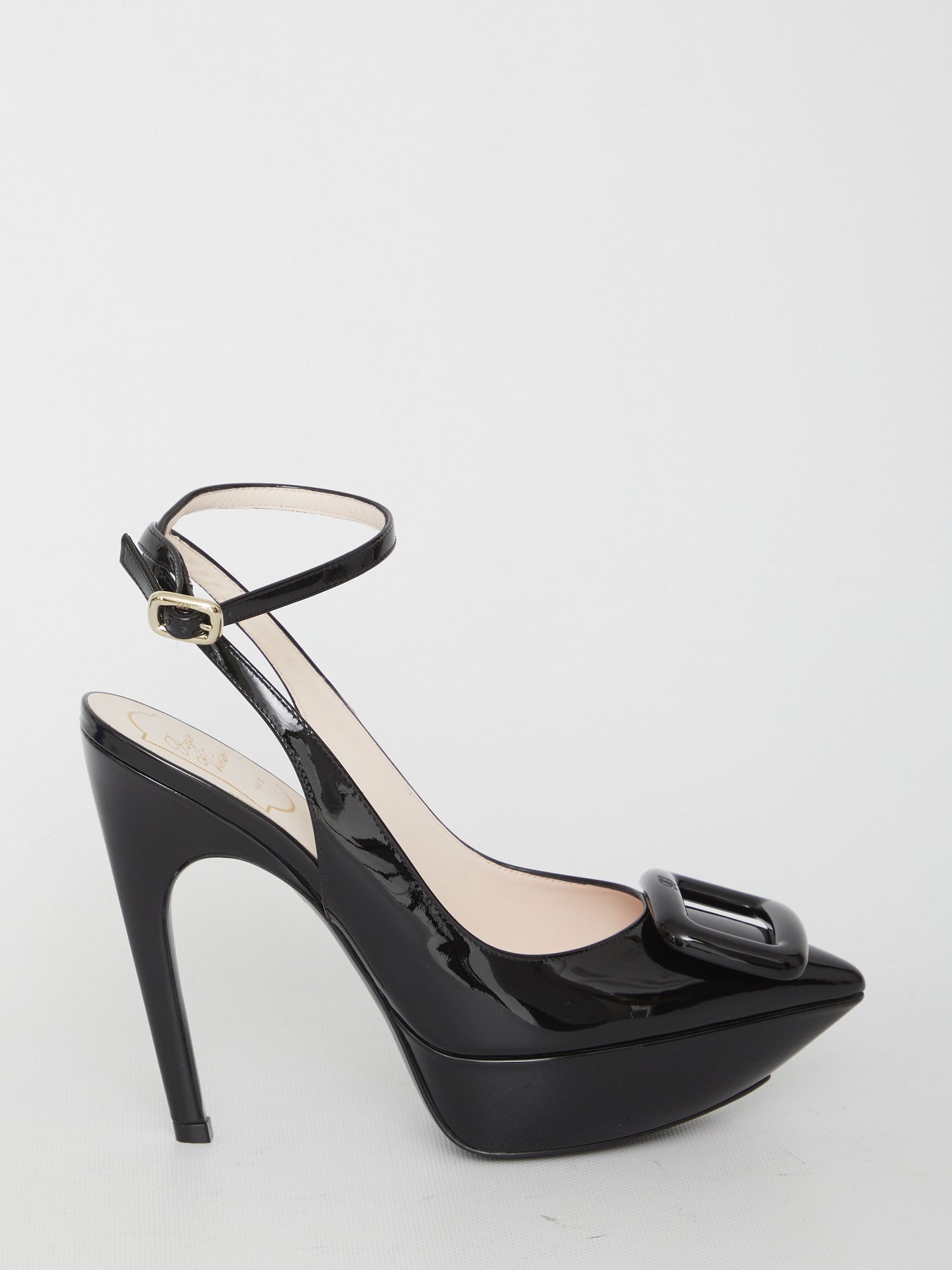 ROGER VIVIER 38 choc buckle sling back pumps