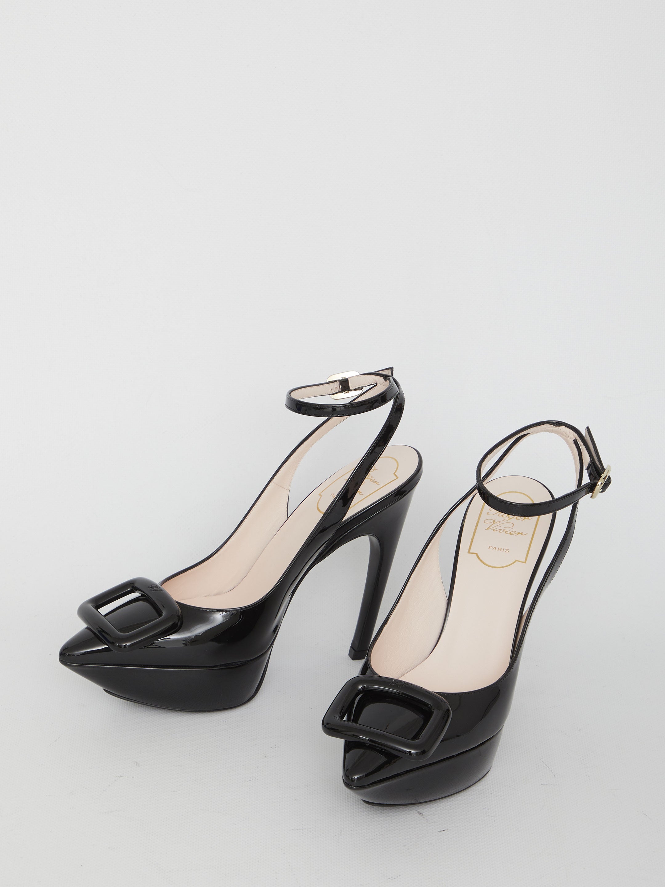 ROGER VIVIER 38 choc buckle sling back pumps
