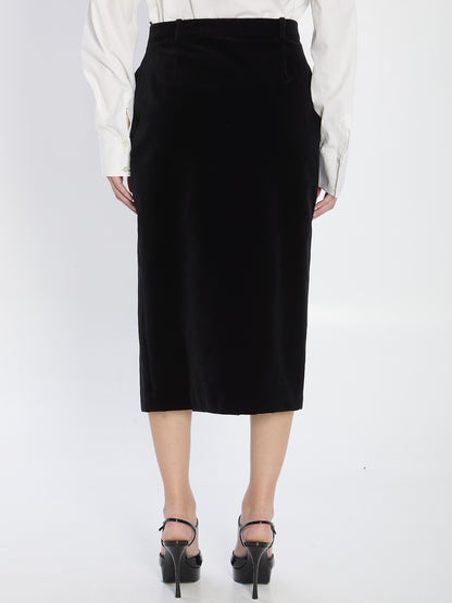 SAINT LAURENT 36 wrap skirt in velvet