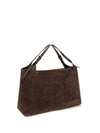 sartorial suede shoulder bag