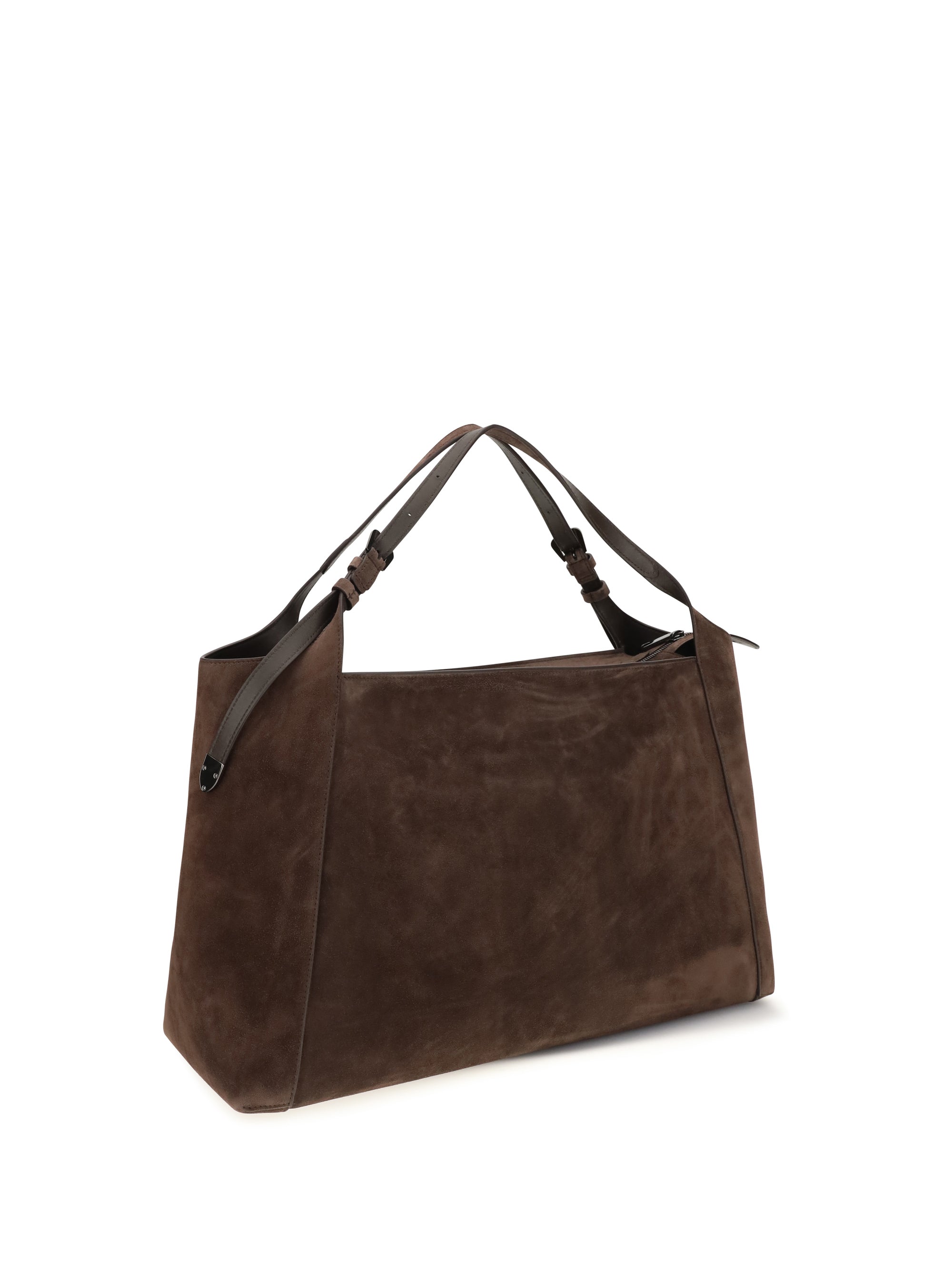 sartorial suede shoulder bag