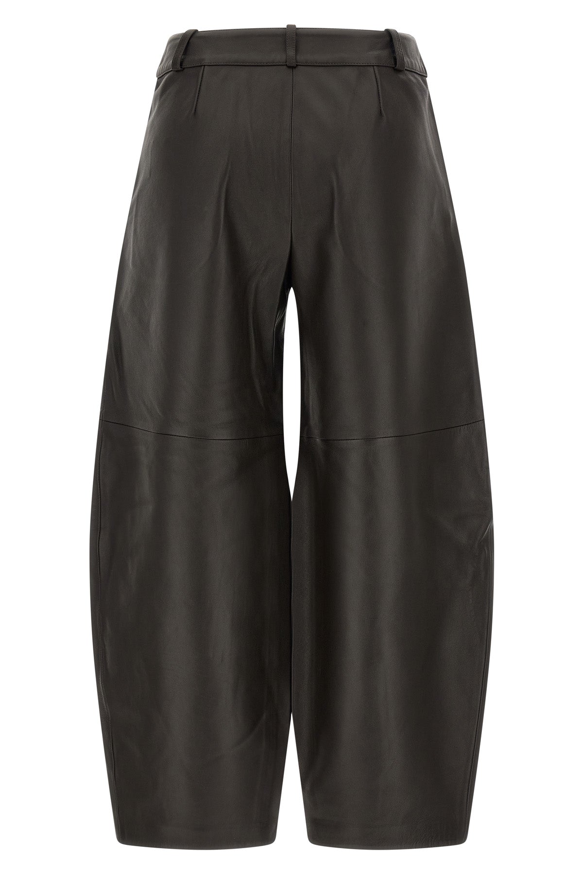 the co trousers in fine lambskin redefine the volumes of the contemporary wardro