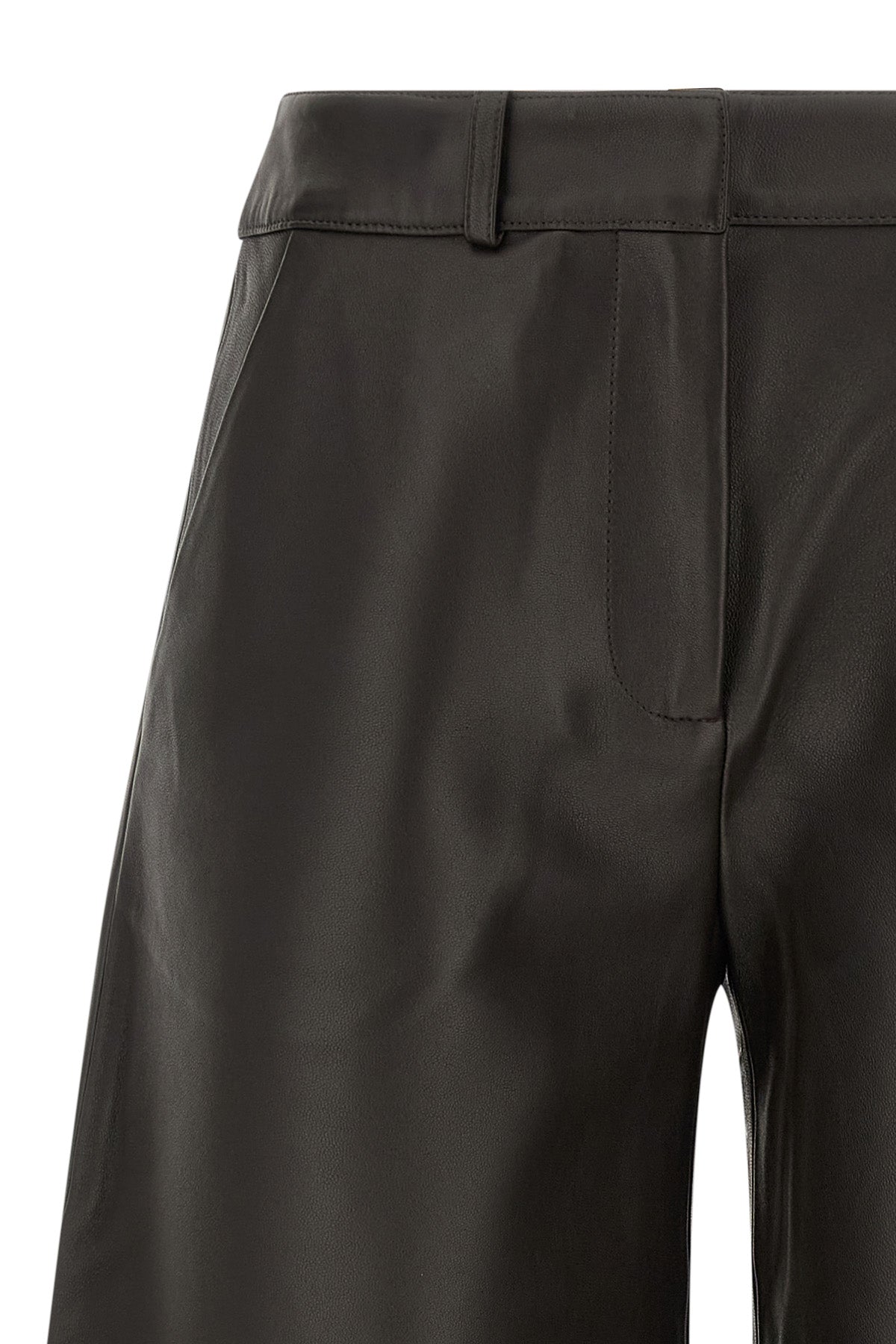 the co trousers in fine lambskin redefine the volumes of the contemporary wardro
