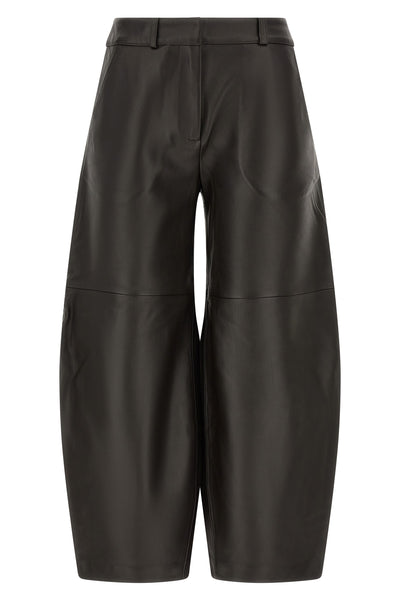 the co trousers in fine lambskin redefine the volumes of the contemporary wardro