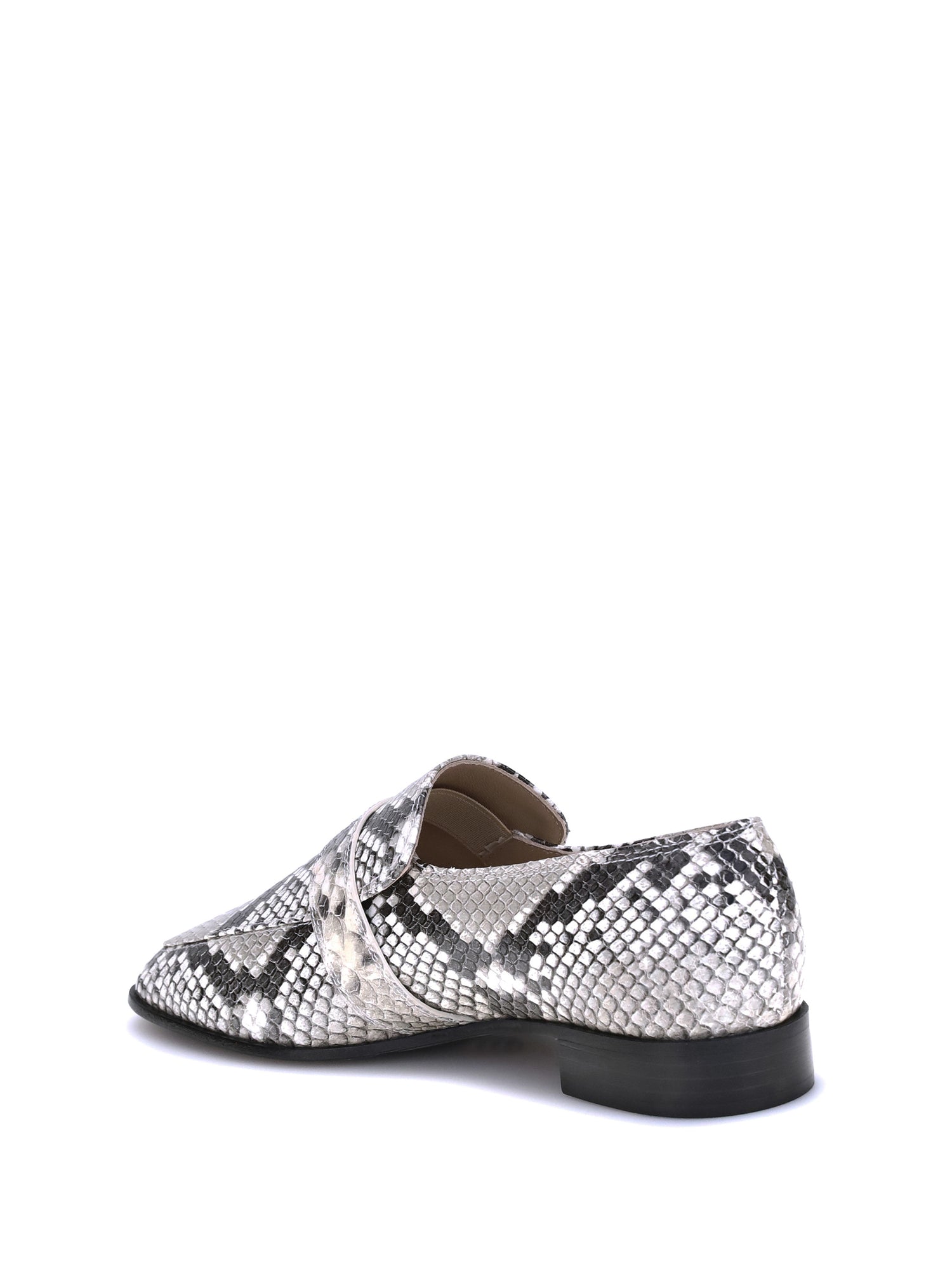 FERRAGAMO 5.5 python print leather loafers