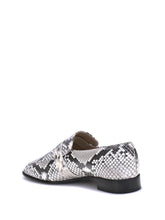 FERRAGAMO 5.5 python print leather loafers