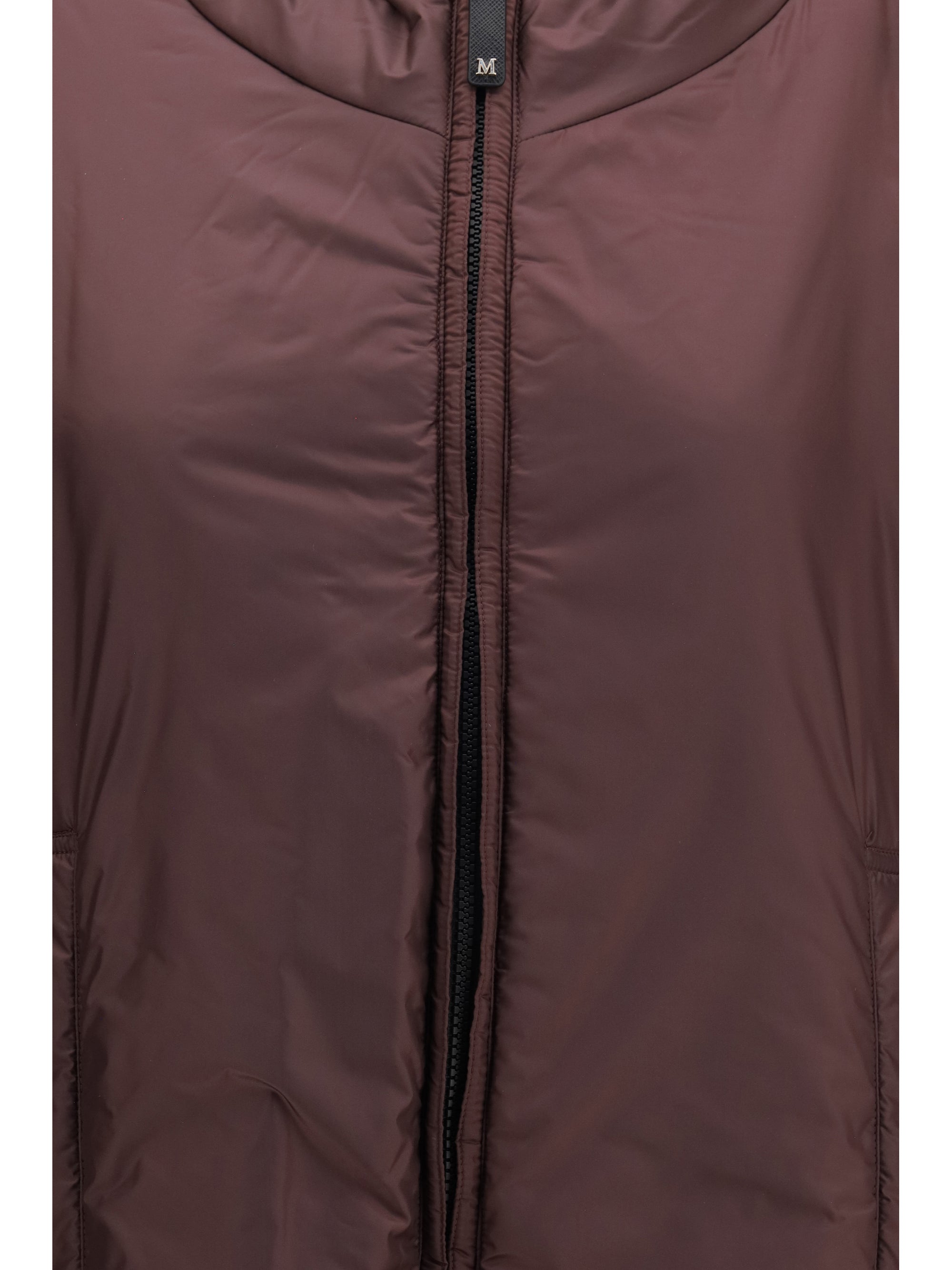 hooded padded vest in water repellent canvas