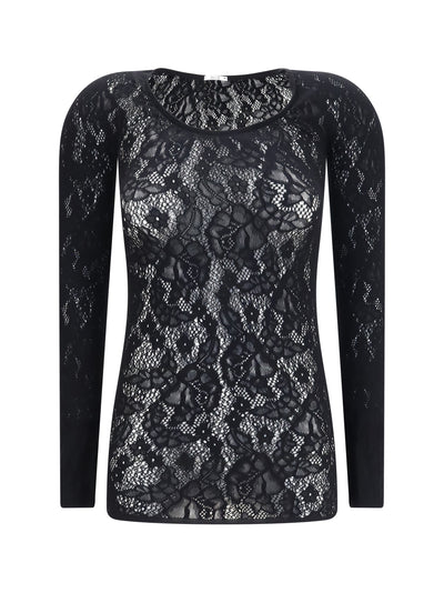 infinite rose net long-sleeve top