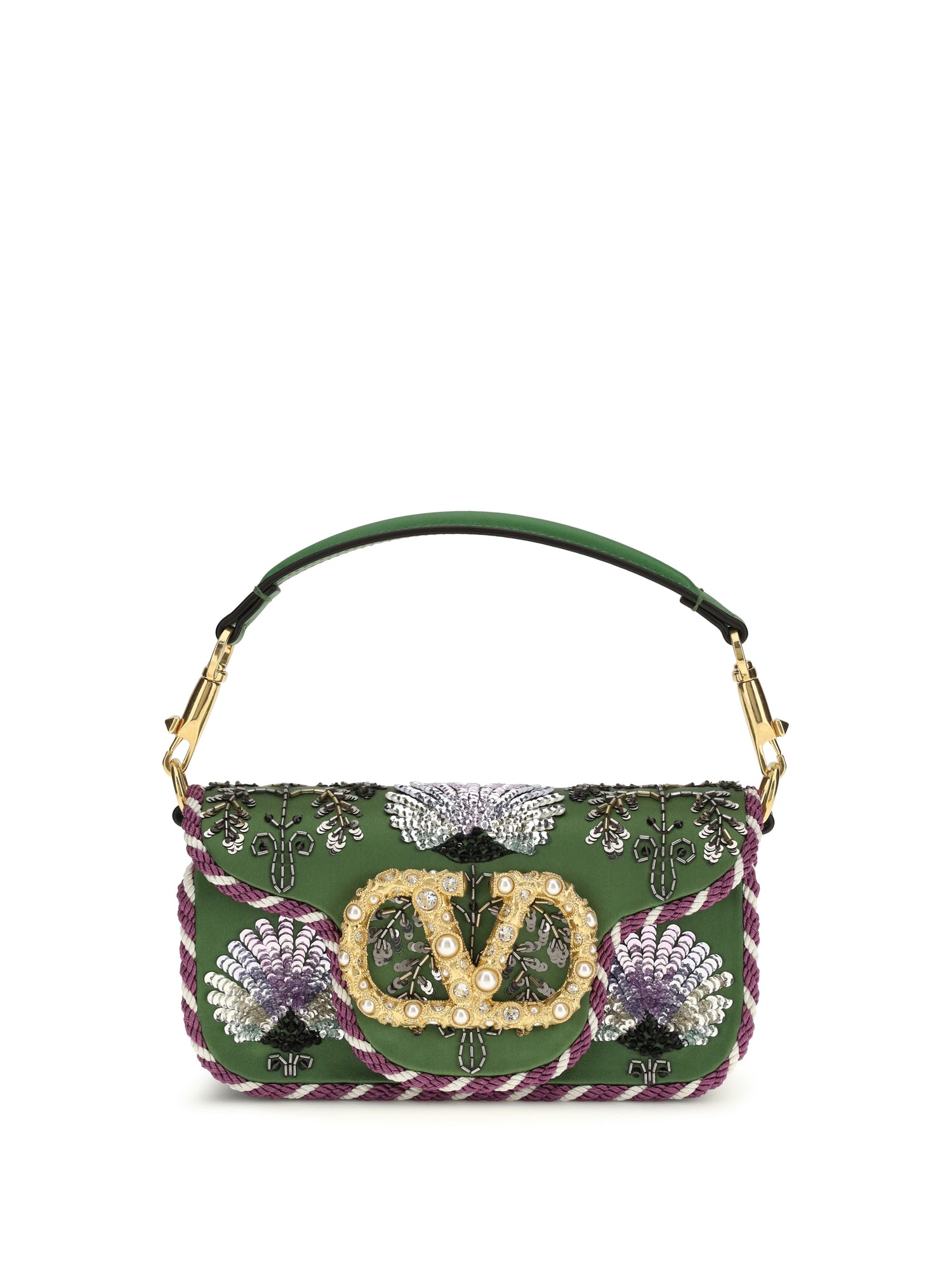 VALENTINO GARAVANI OS locò shoulder bag with floral embroidery