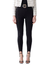 black knit stirrup leggins
