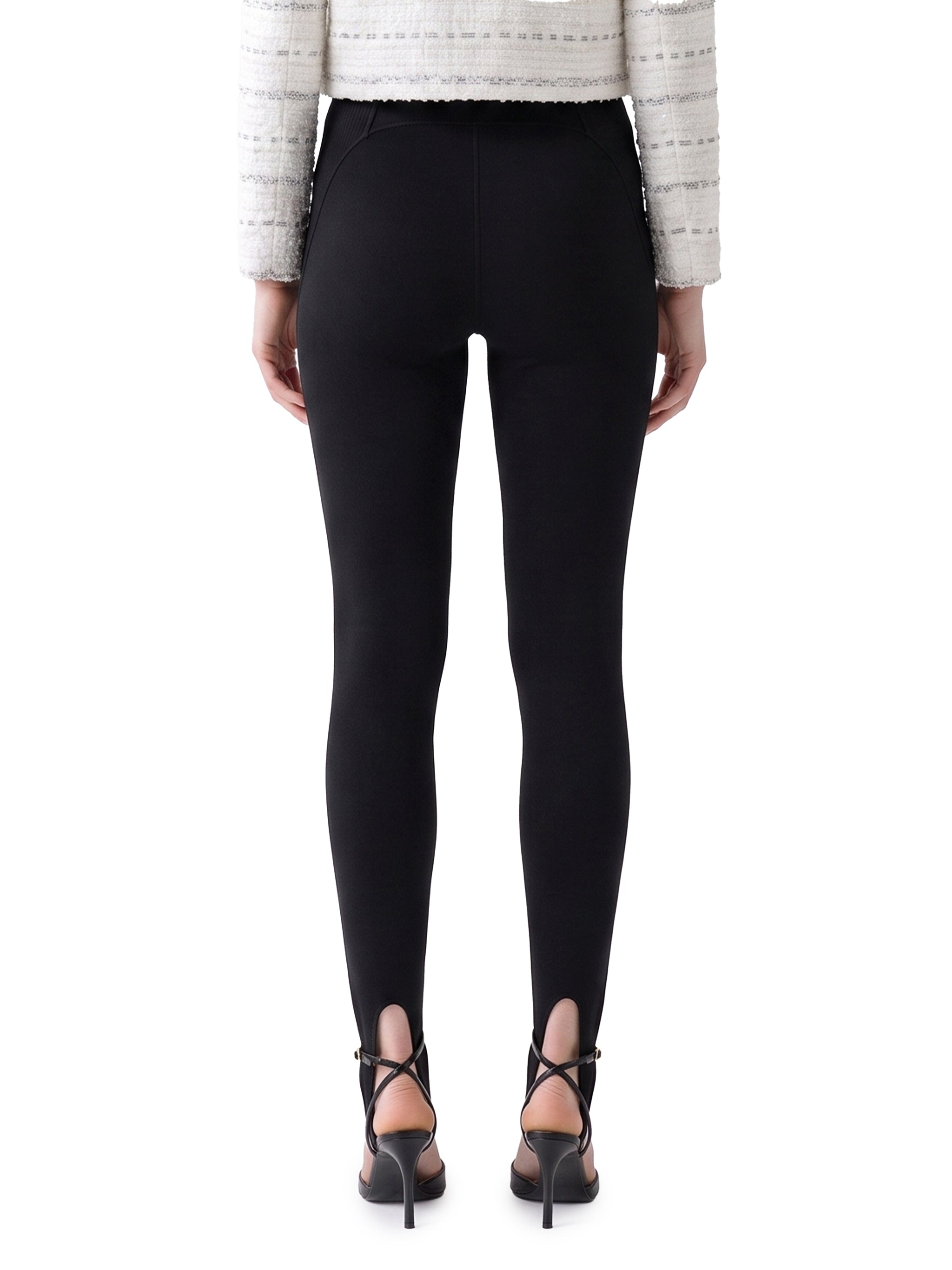 black knit stirrup leggins