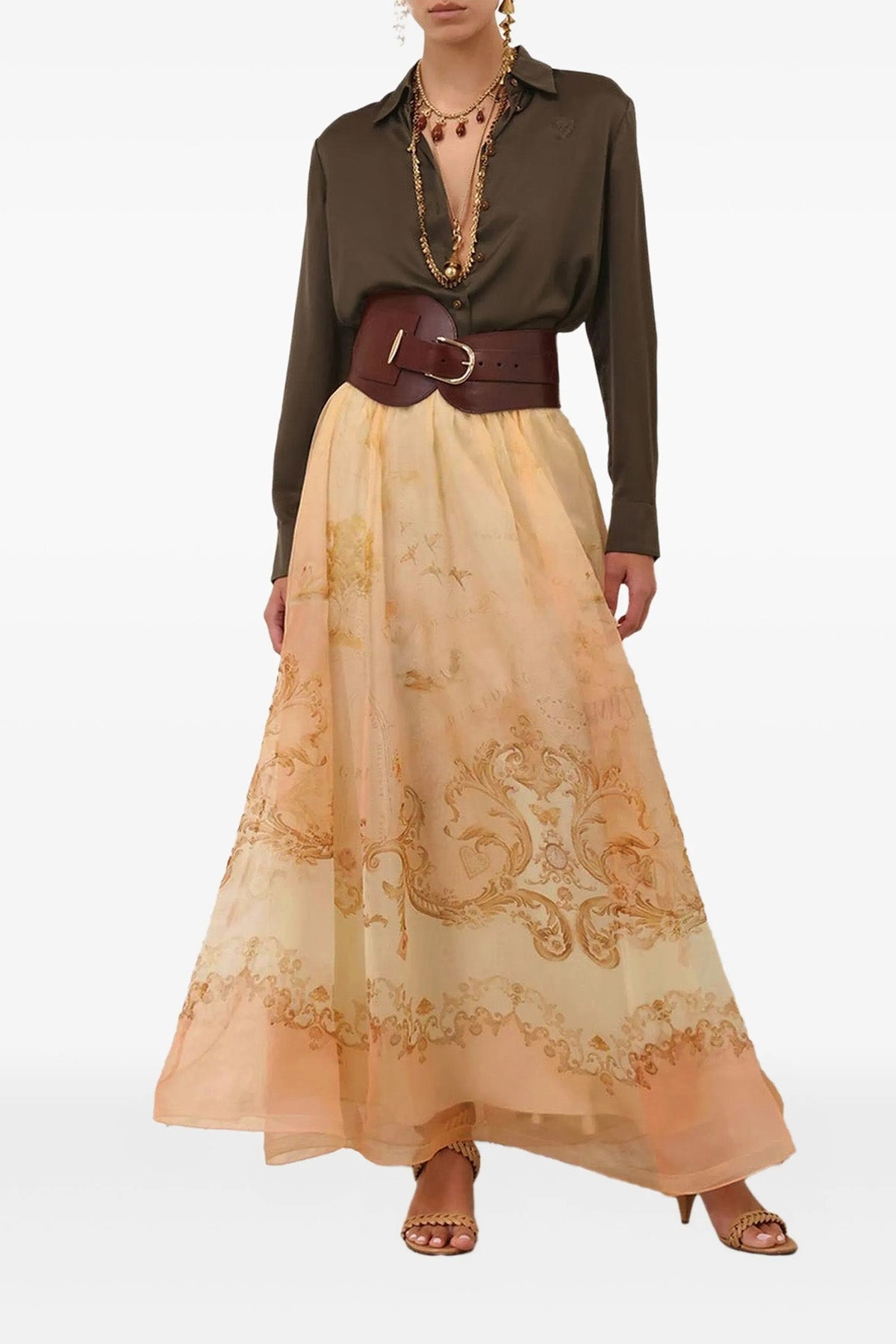 hypnotic organza maxi all-over patterned silk organza skirt