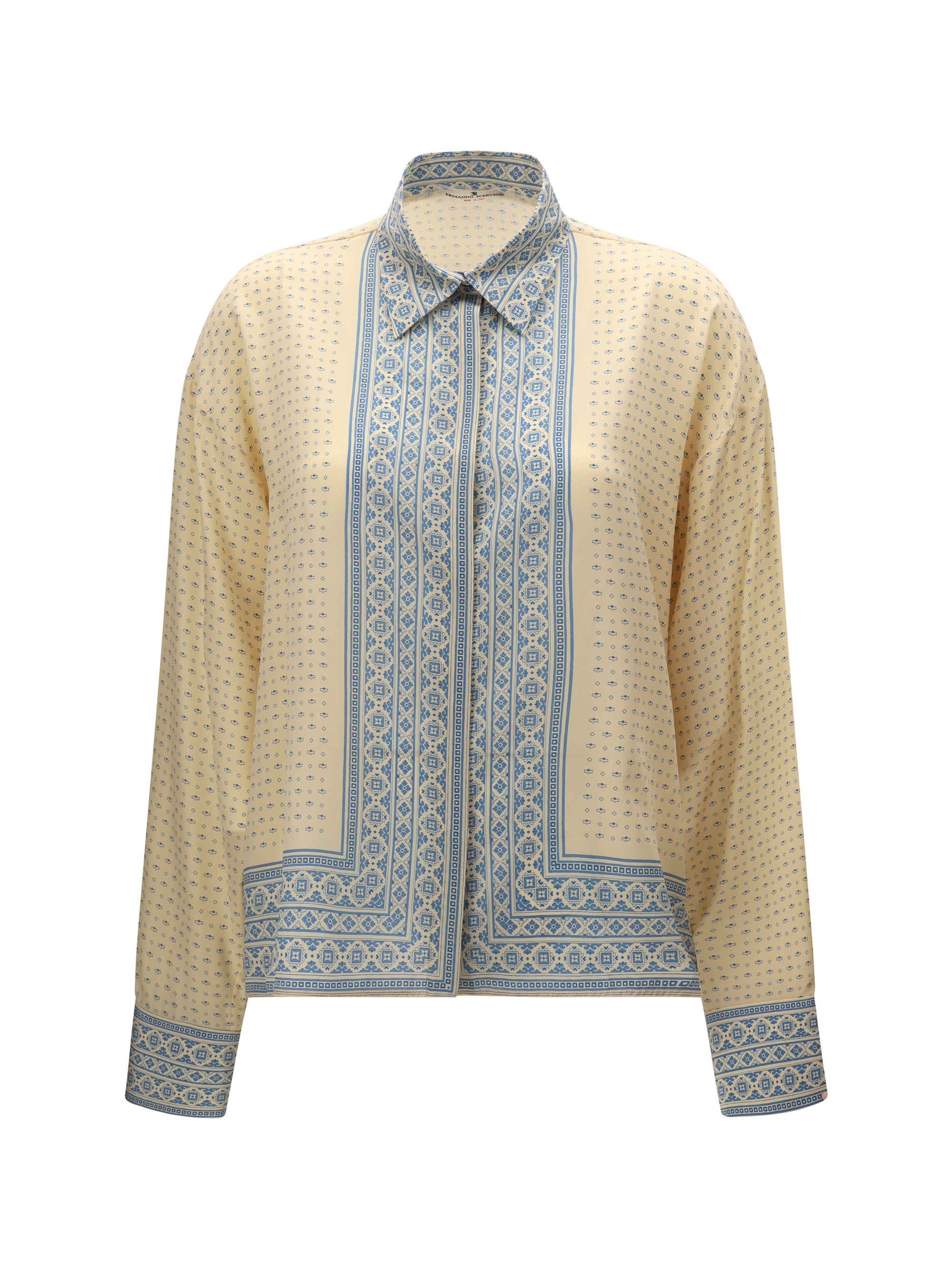 silk shirt with geometric print
