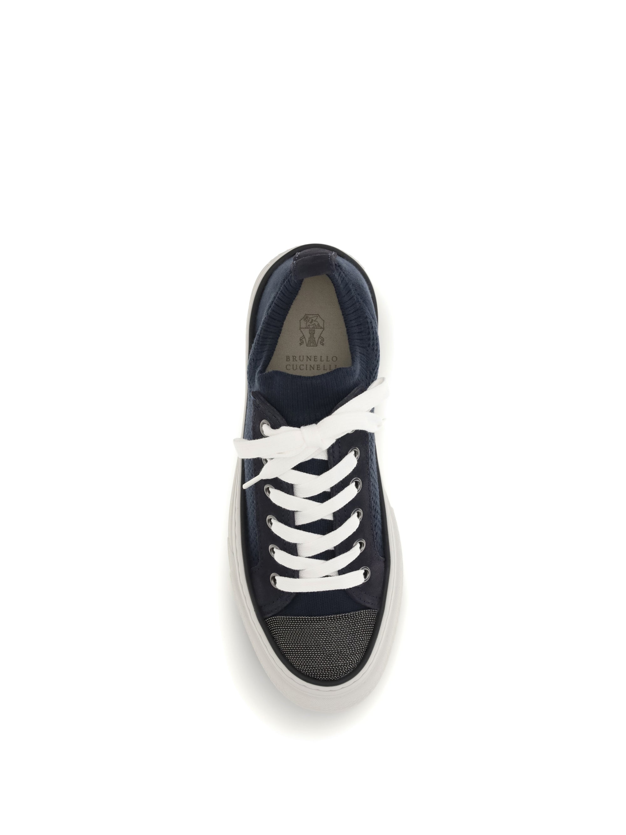 cotton knit and suede sneakers