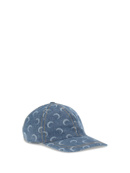 MARINE SERRE OS moon laser denim baseball hat