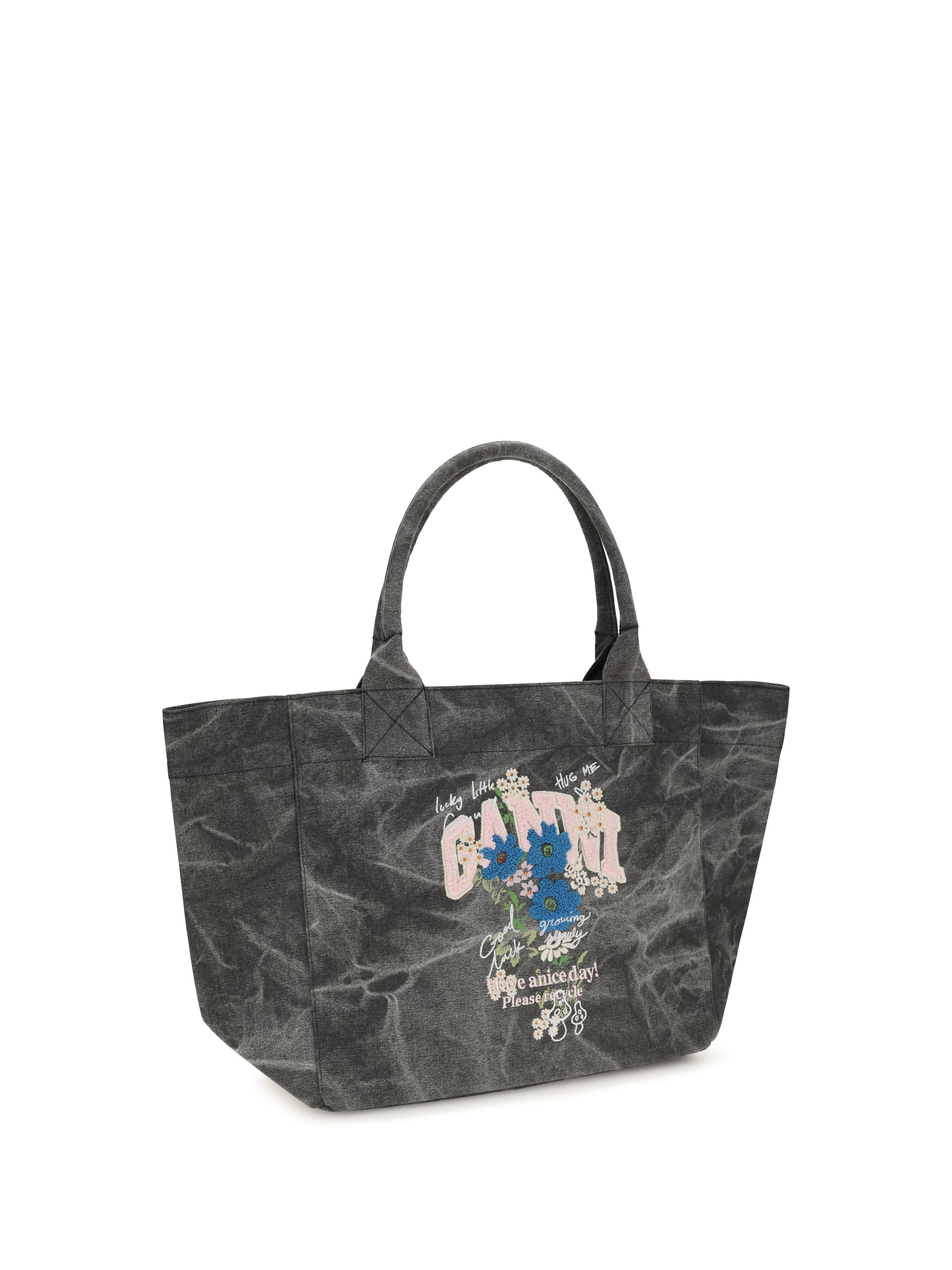 medium trapeze flower-print shopping bag