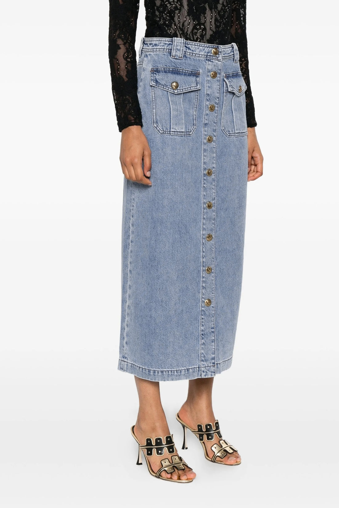 ZIMMERMANN 0 denim pencil cotton midi skirt