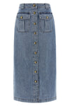 denim pencil cotton midi skirt