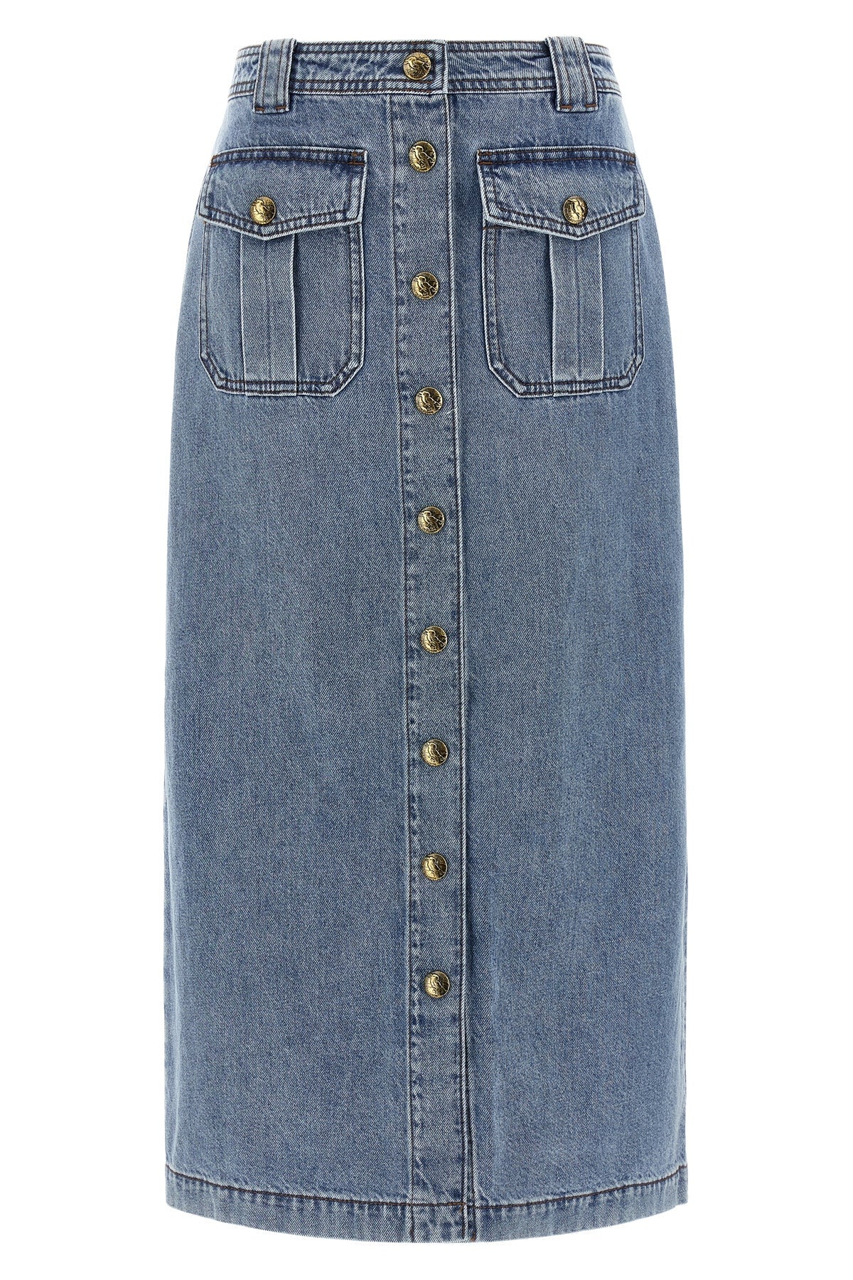 denim pencil cotton midi skirt