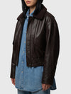 dark brown leather iolaila lane bomber jacket
