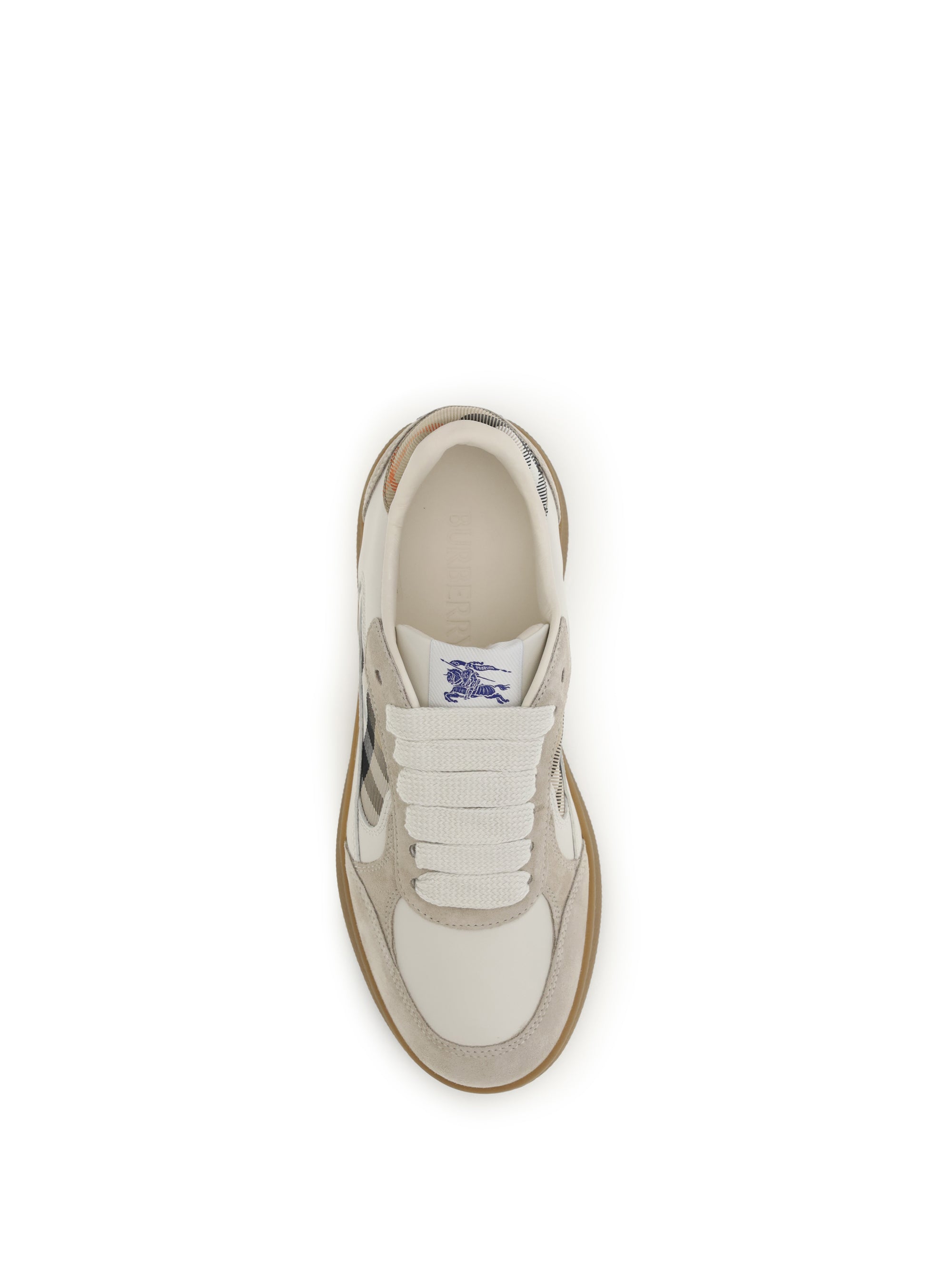 terrace leather and check sneakers