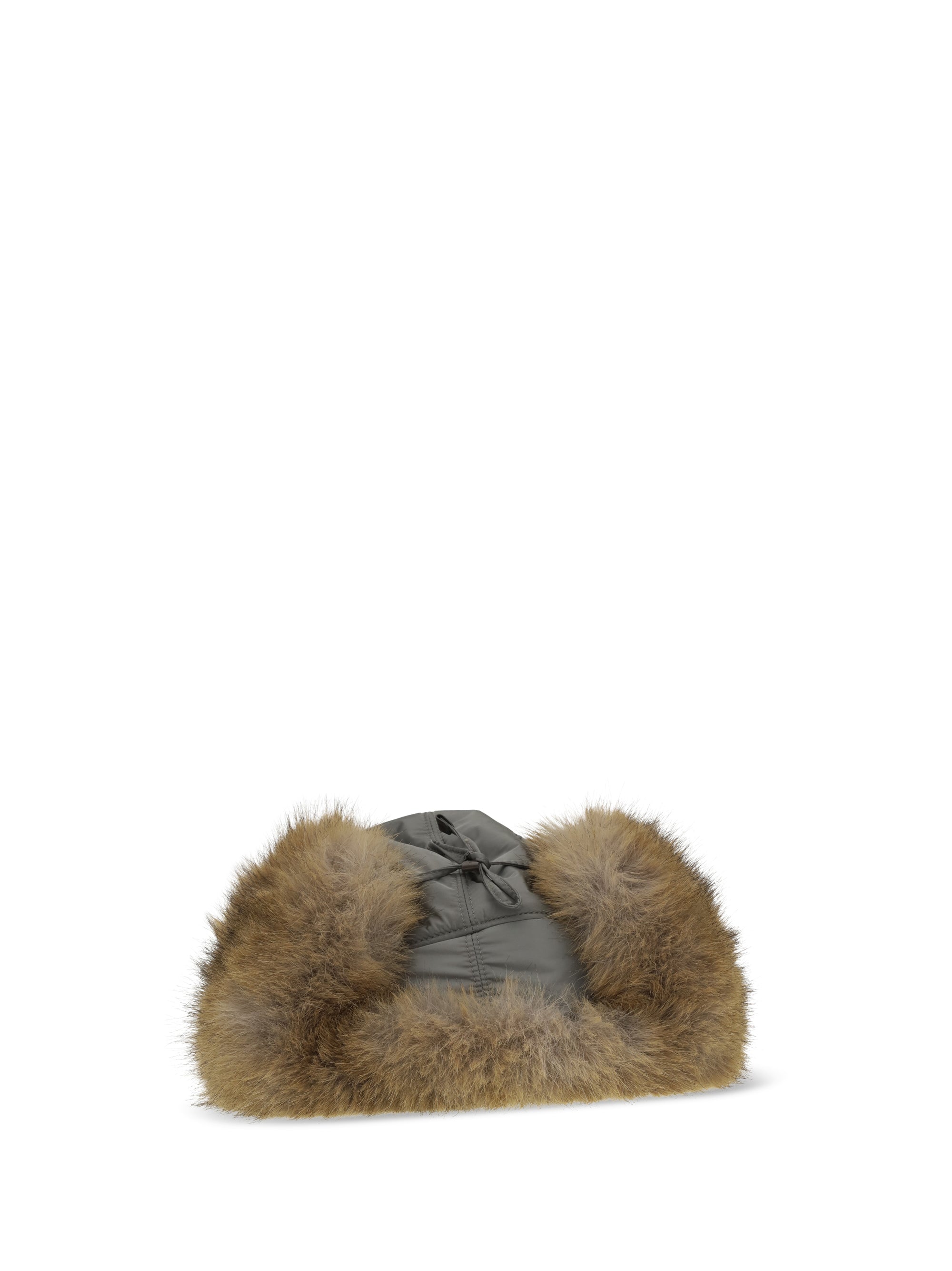 technical fabric and faux-fur trapper hat