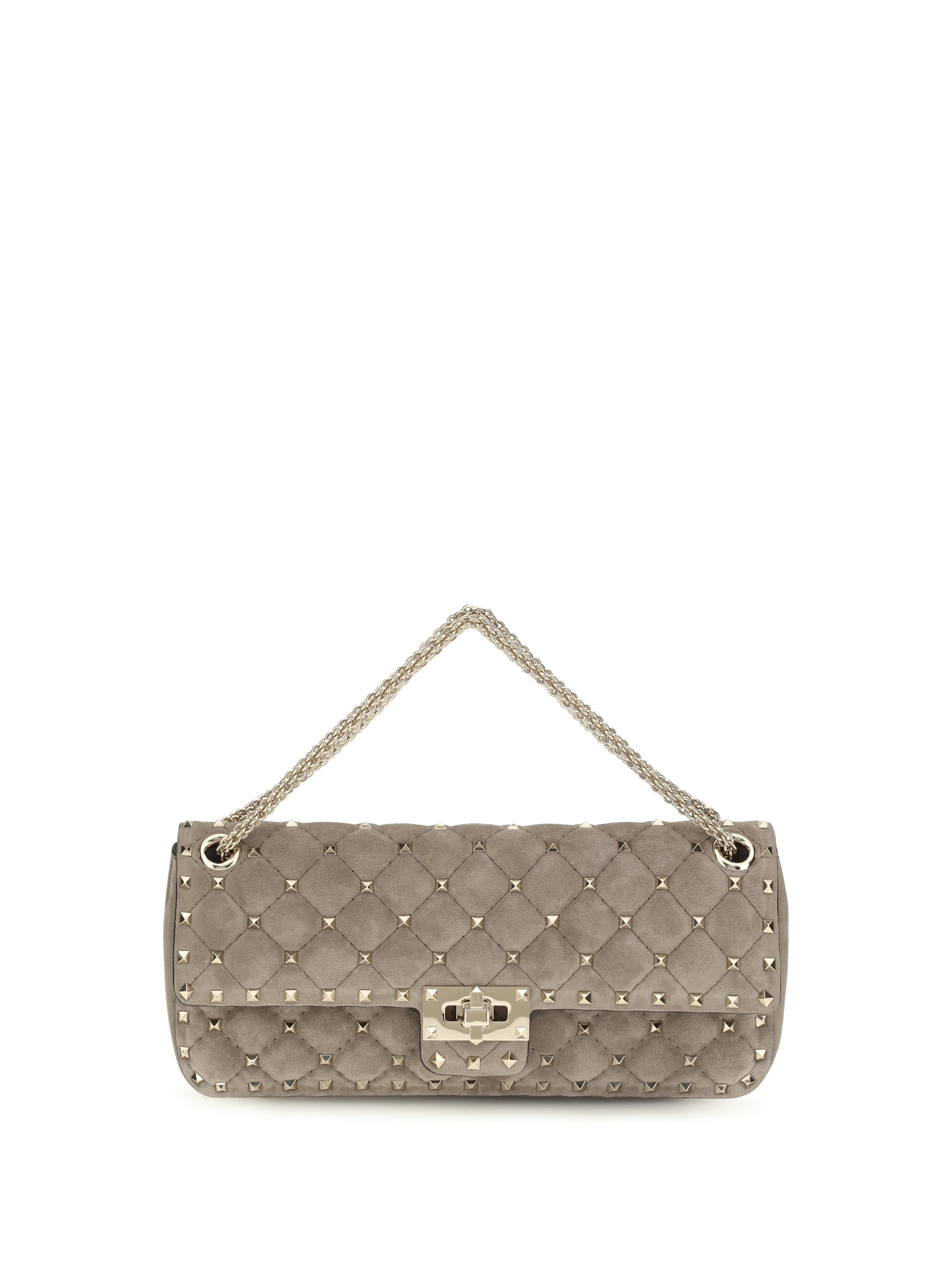 medium rockstud spike suede shoulder bag