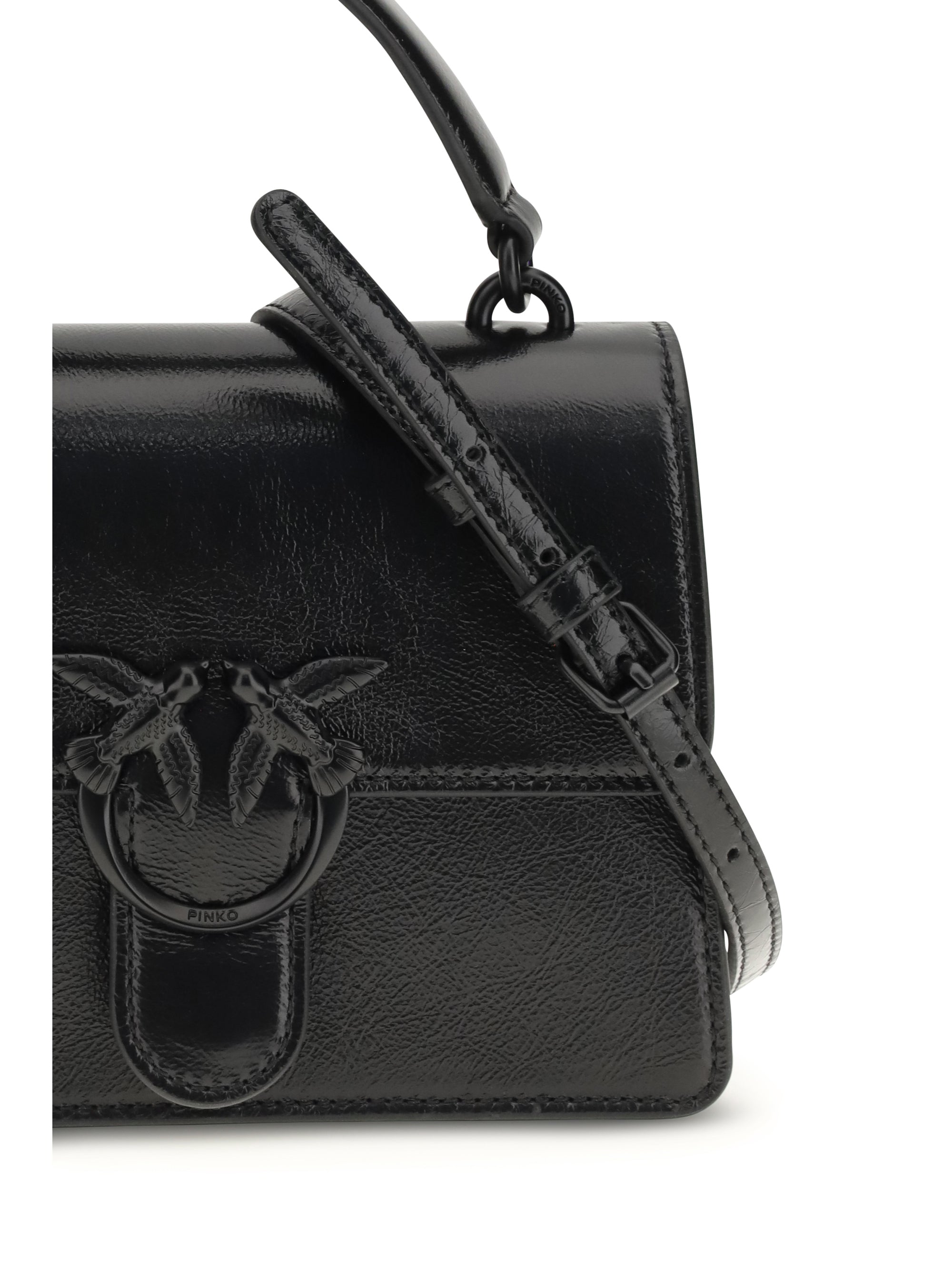 shiny leather love one top mini handbag