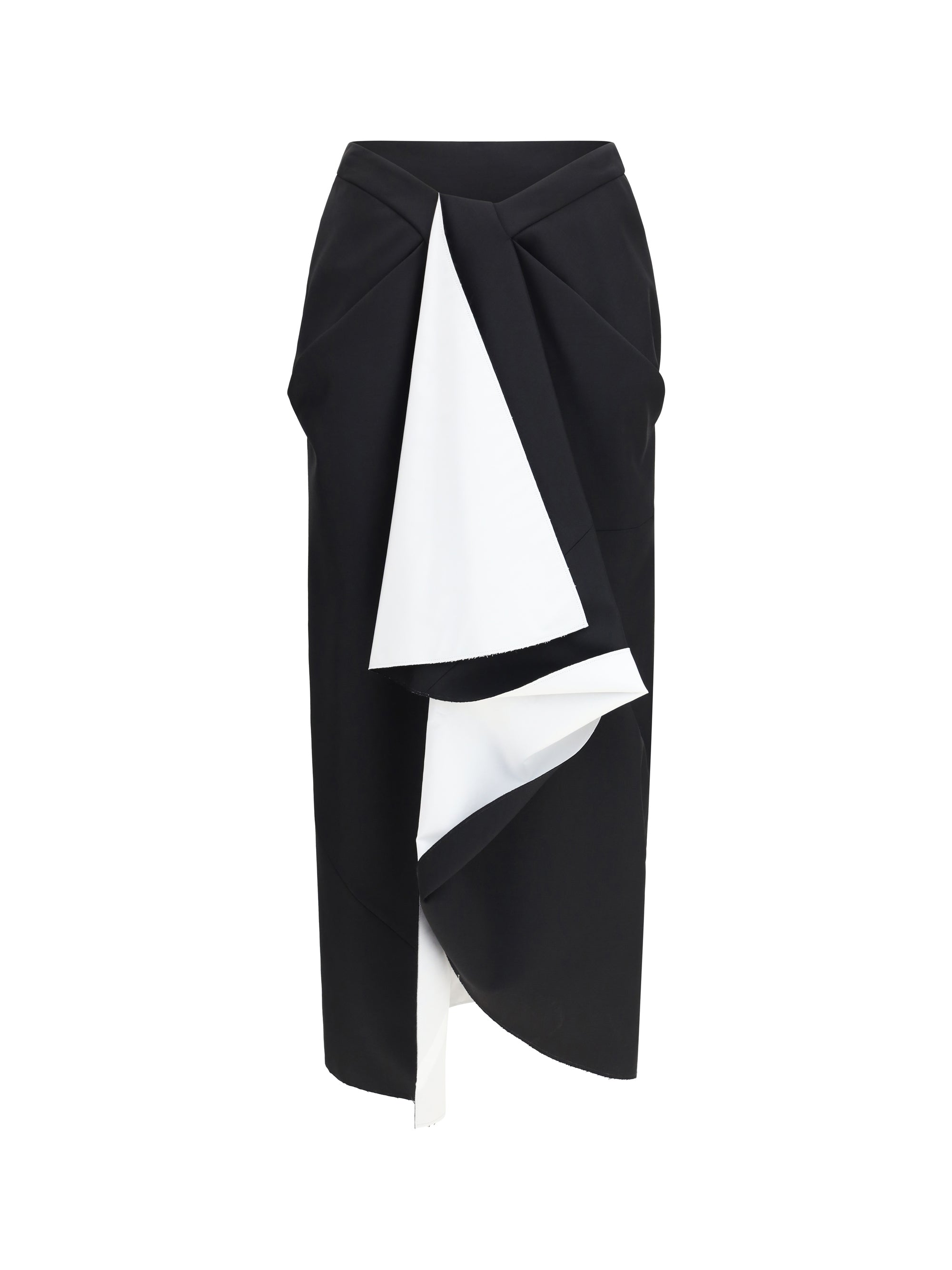 draped midi skirt in double-faced wool and mohair