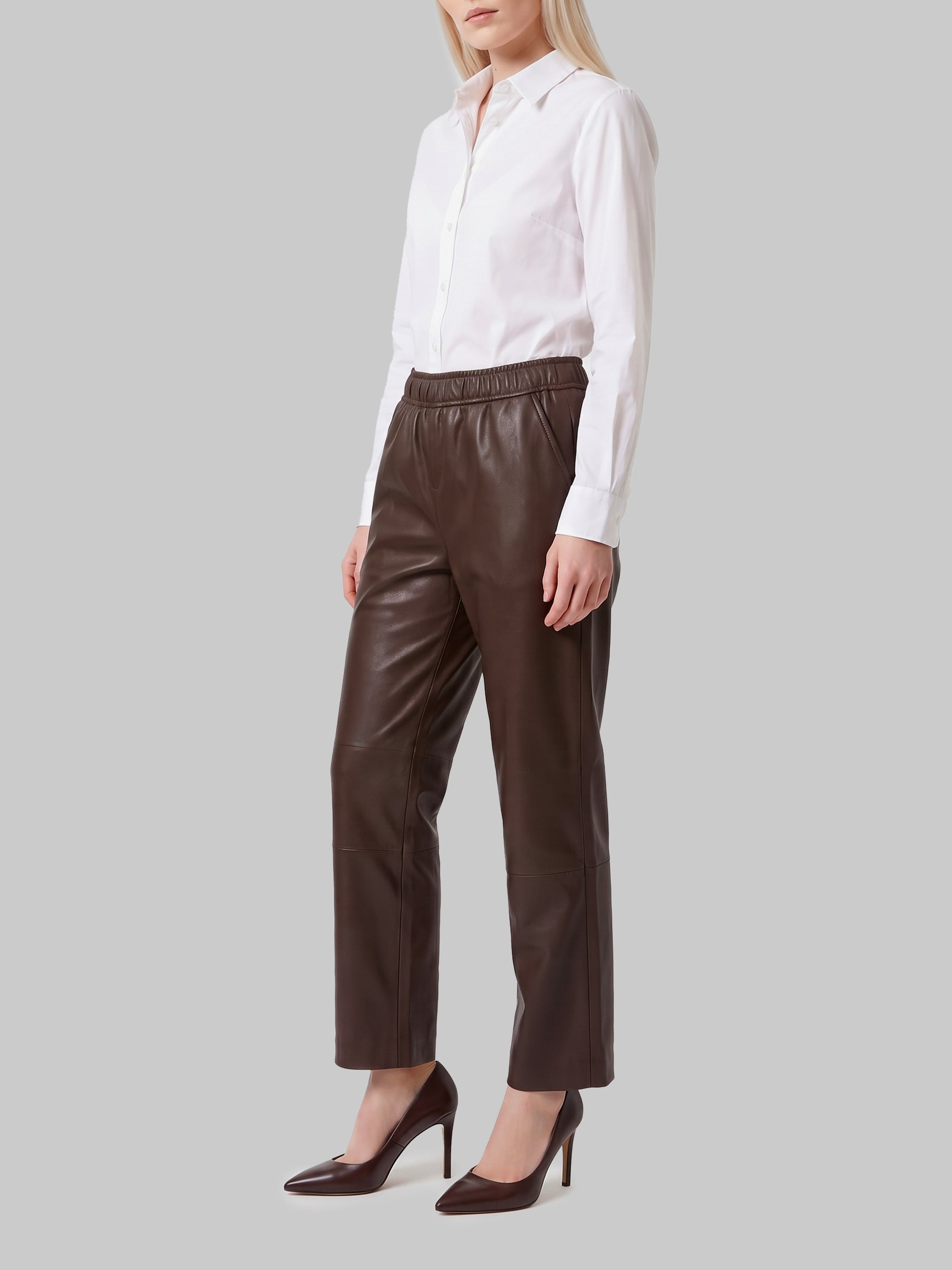 sarah brown leather pants
