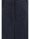 denim effect twill wide pants