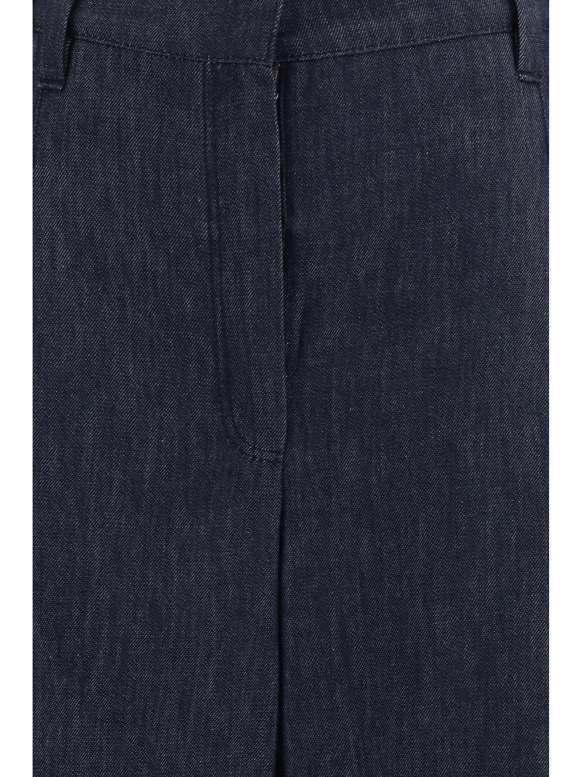 denim effect twill wide pants