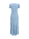 midi dress in viscose and lace