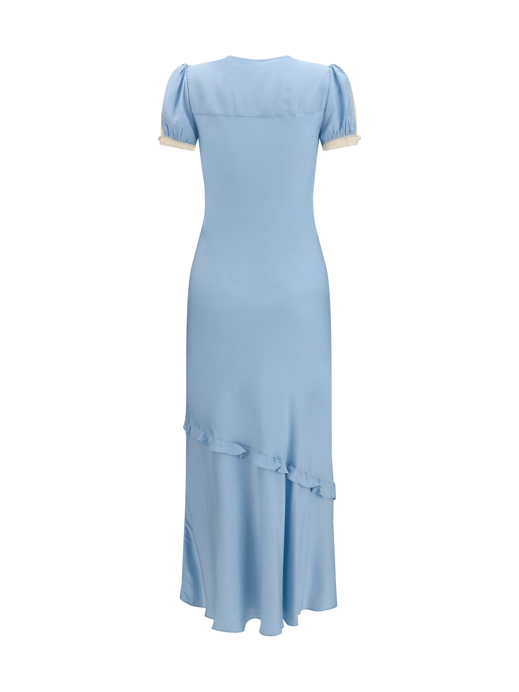 midi dress in viscose and lace