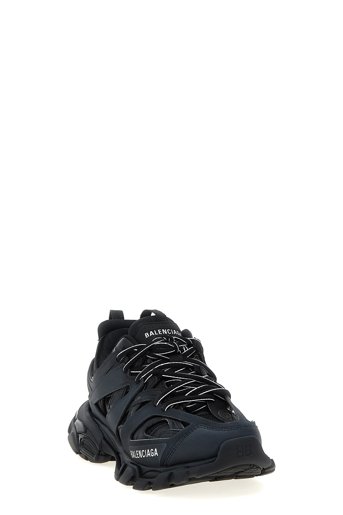 track white mesh and nylon sneakers