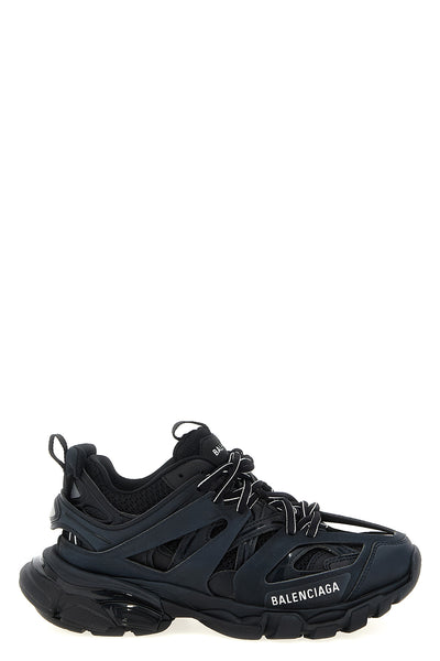 track white mesh and nylon sneakers
