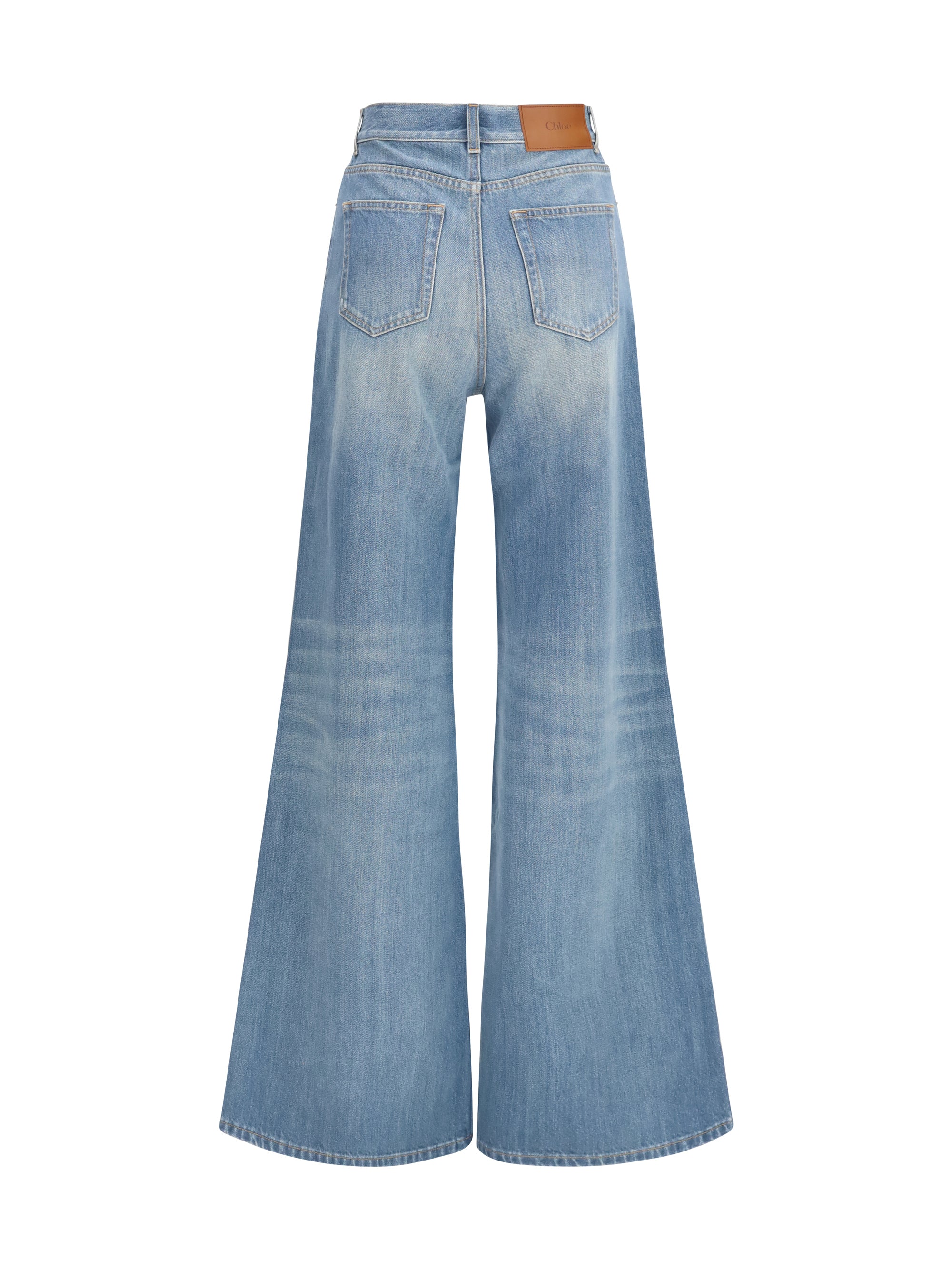 high-rise wide-leg denim jeans
