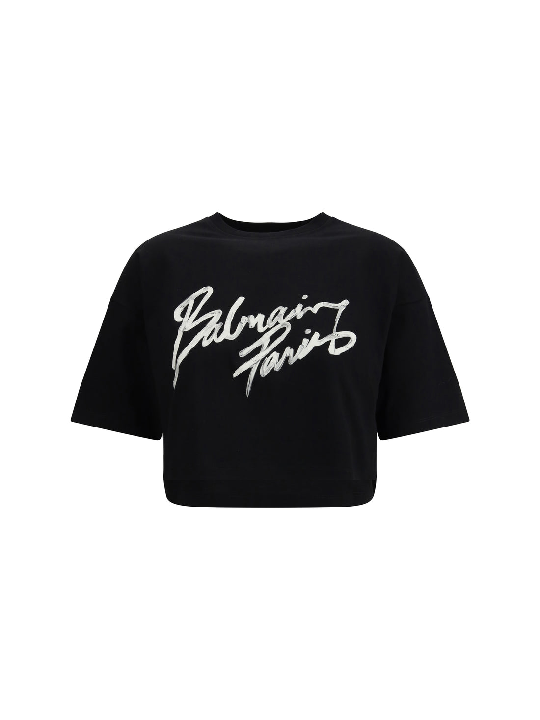 BALMAIN M brush print boxy cropped t-shirt 