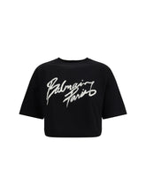 BALMAIN M brush print boxy cropped t-shirt 