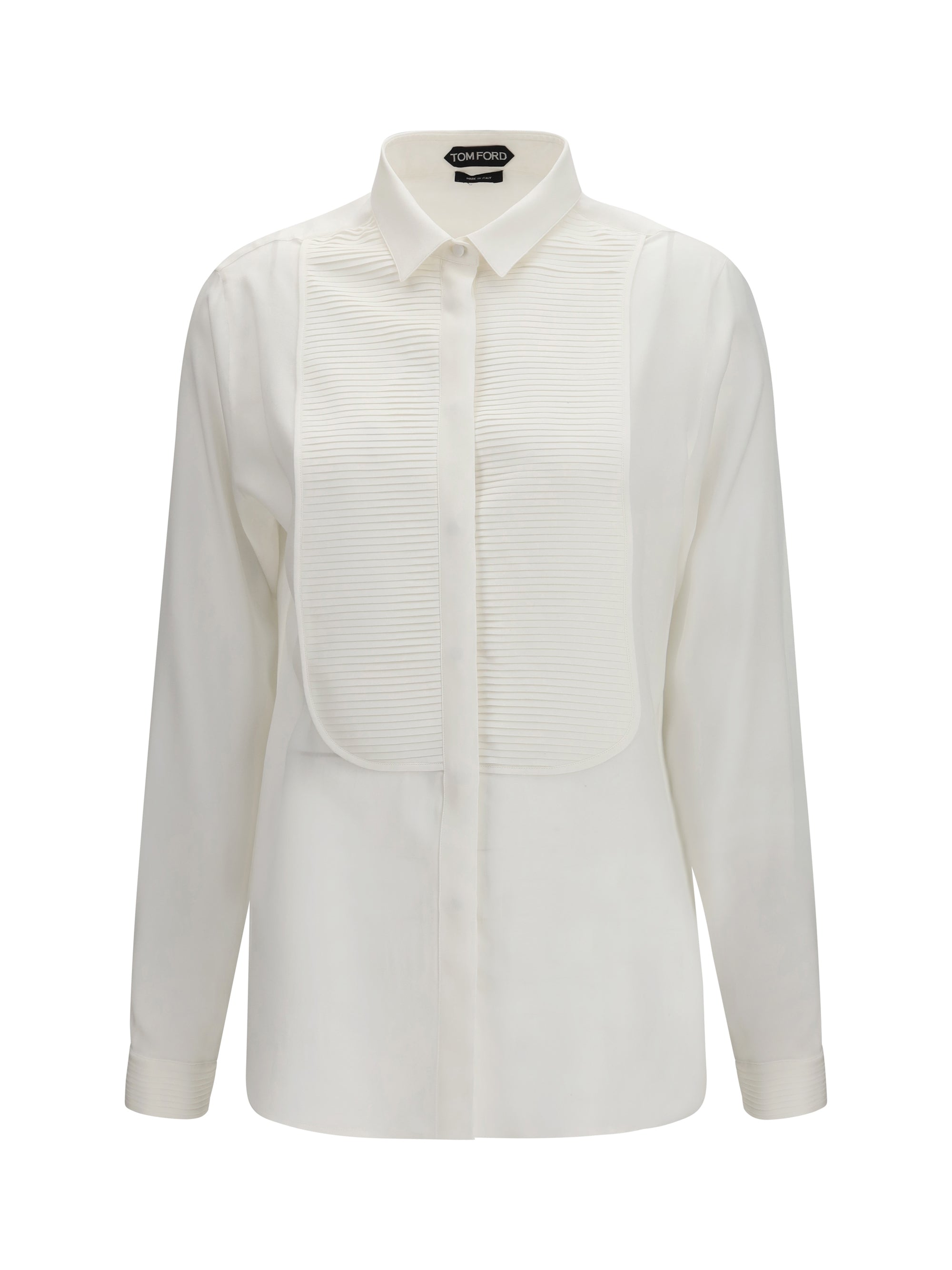 tuxedo shirt in silk with pleated bib