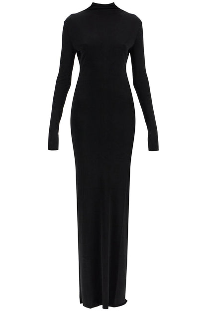 maxi dress with high neck slim black