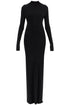 maxi dress with high neck slim black