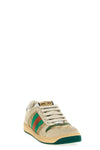 screener gg sneakers in white leather and original gg fabric