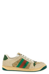 screener gg sneakers in white leather and original gg fabric